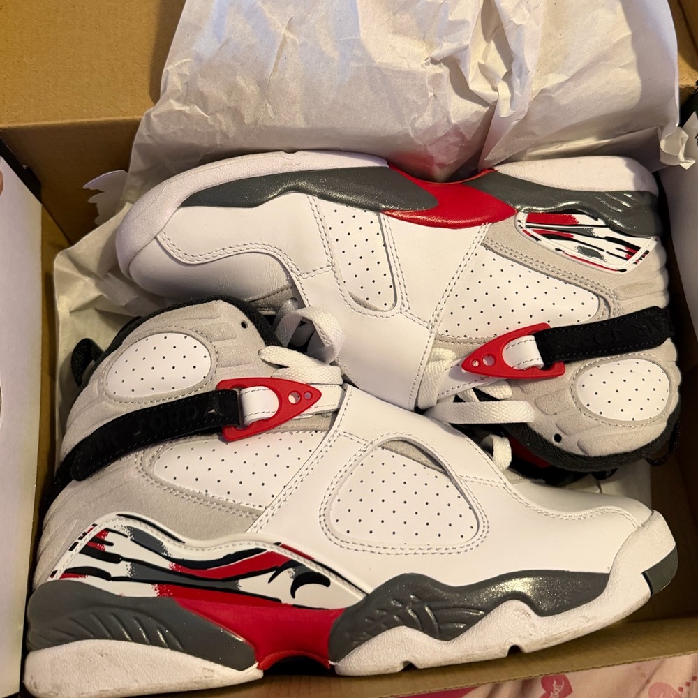 Jordan Kids White and Red Sneakers